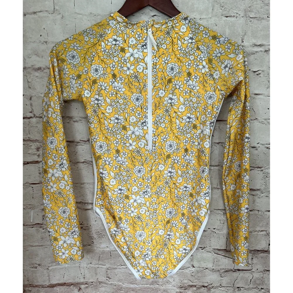 art class Yellow Floral Long-Sleeve One-Piece Swimsuit